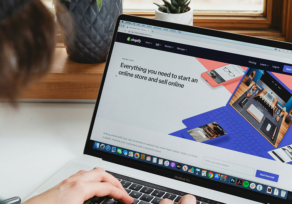 shopify open on laptop screen
