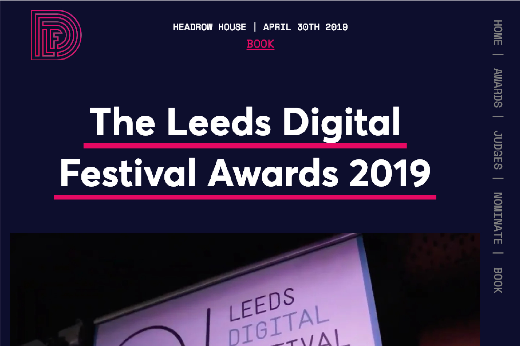 Screenshot of the Leeds Digital Festival Awards website