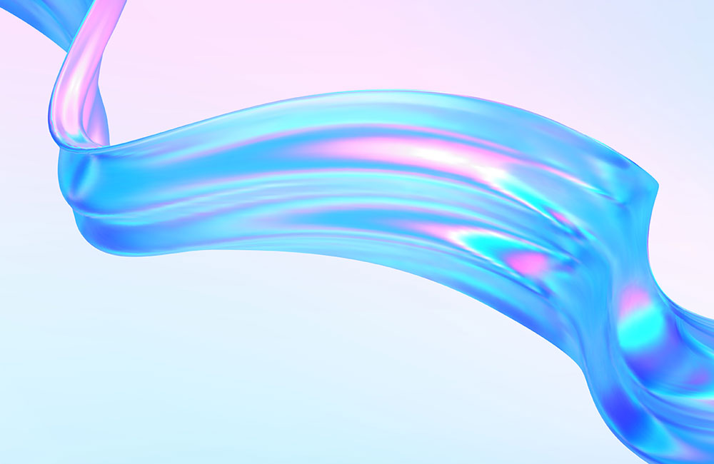 3D transparent ribbon flowing across screen.